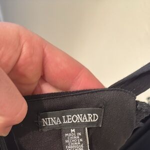 Nina Leonard Black Spaghetti-Strap Dress